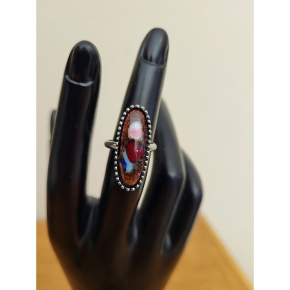 The Unbranded Brand Jewelry - Mosaic Fashion Ring Adjustable Boho Silver Tone Metallic Hues